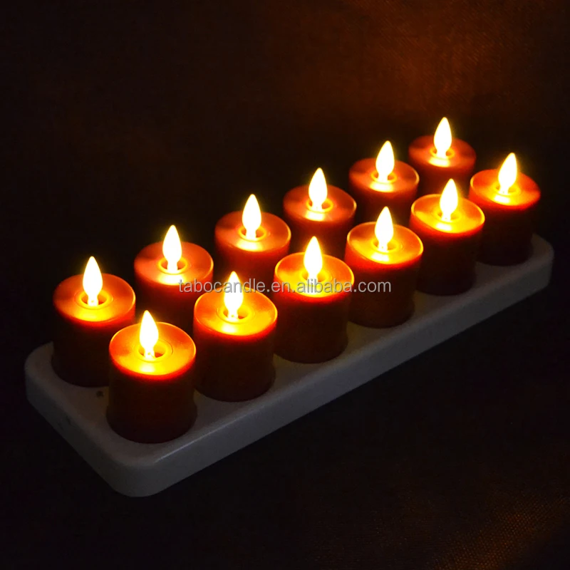moving wick Rechargeable led tea light candle for wedding decoration