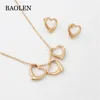 Wholesale Selling Love Pendant Jewelry 3 Color Three Heart Pendant Earrings Fashion Women Jewelry Set