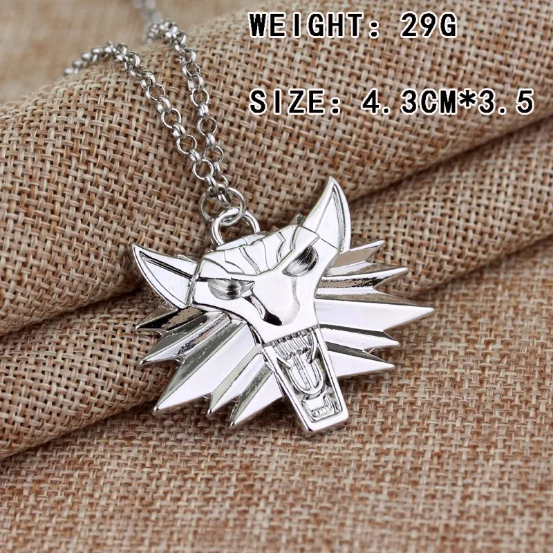

The Witcher3 Wild Hunt Witcher Metal Wolf Necklace Pendant Mens Jewelry Necklace Pendants, Picture