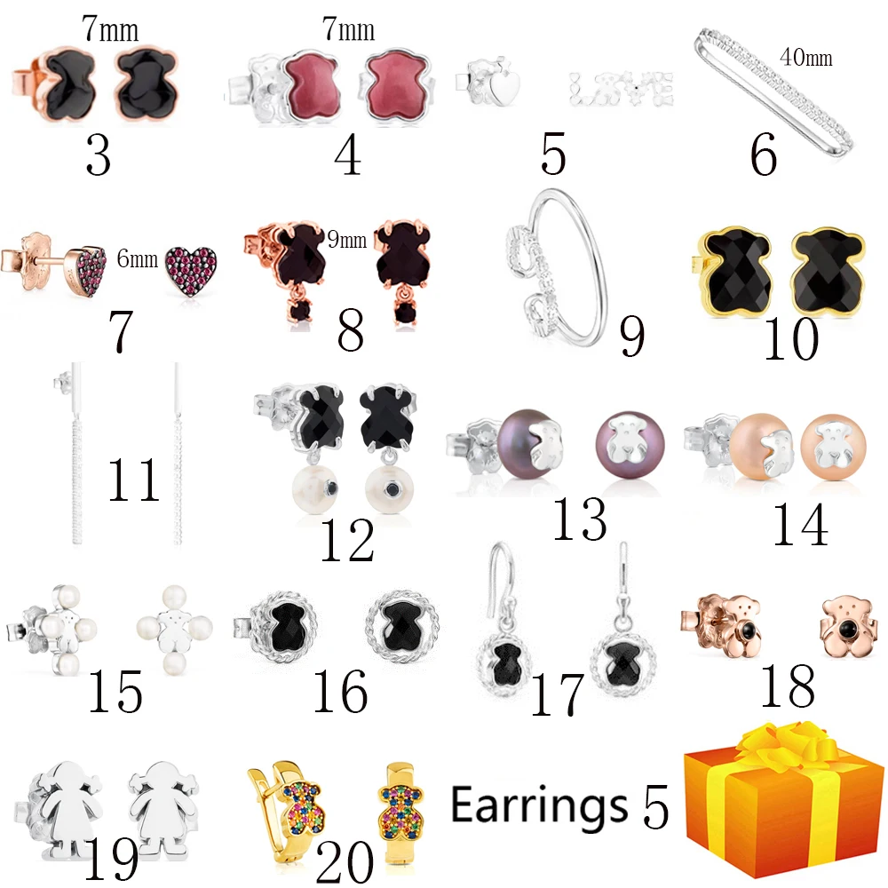 

2019 100% 925 Sterling Silver Bear Stud Earrings Fashion Pierced Stud Earrings Jewelry Manufacturers Wholesale Free Shipping