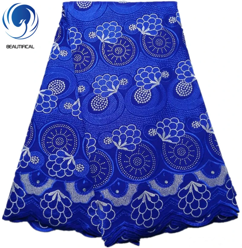 

Beautifical embroidery nigerian swiss lace fabrics blue dry lace african swiss ML2R139, Can be customized