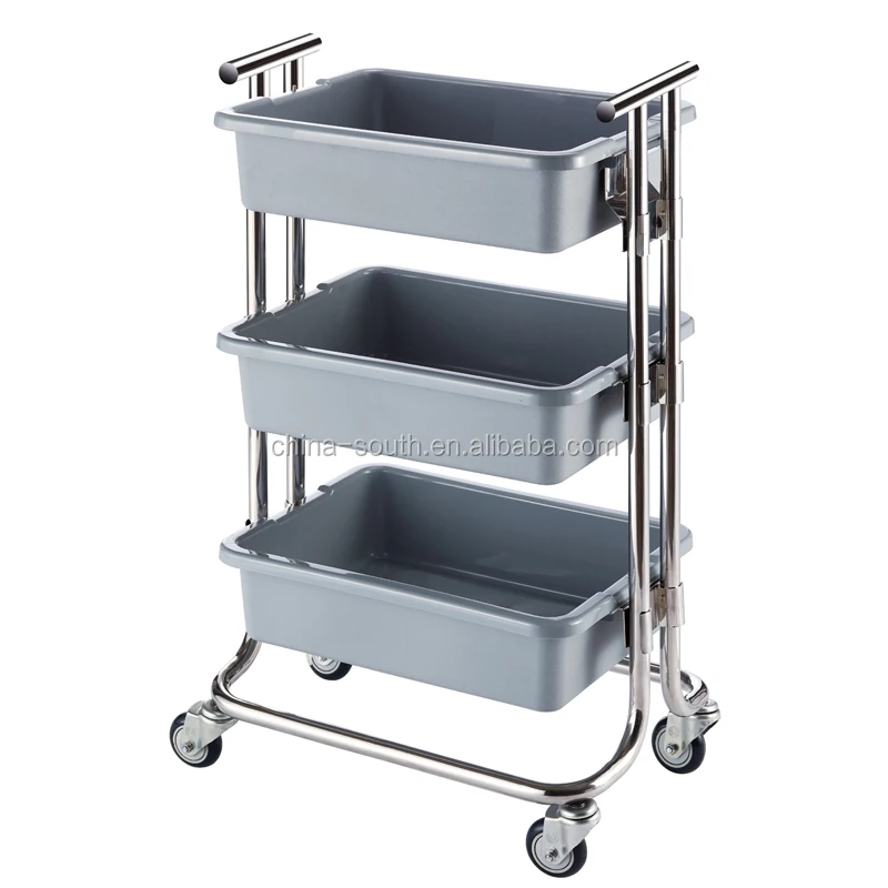 Stainless Steel Dirty Plate Collect Hotel Restaurant Kitchen Trolley