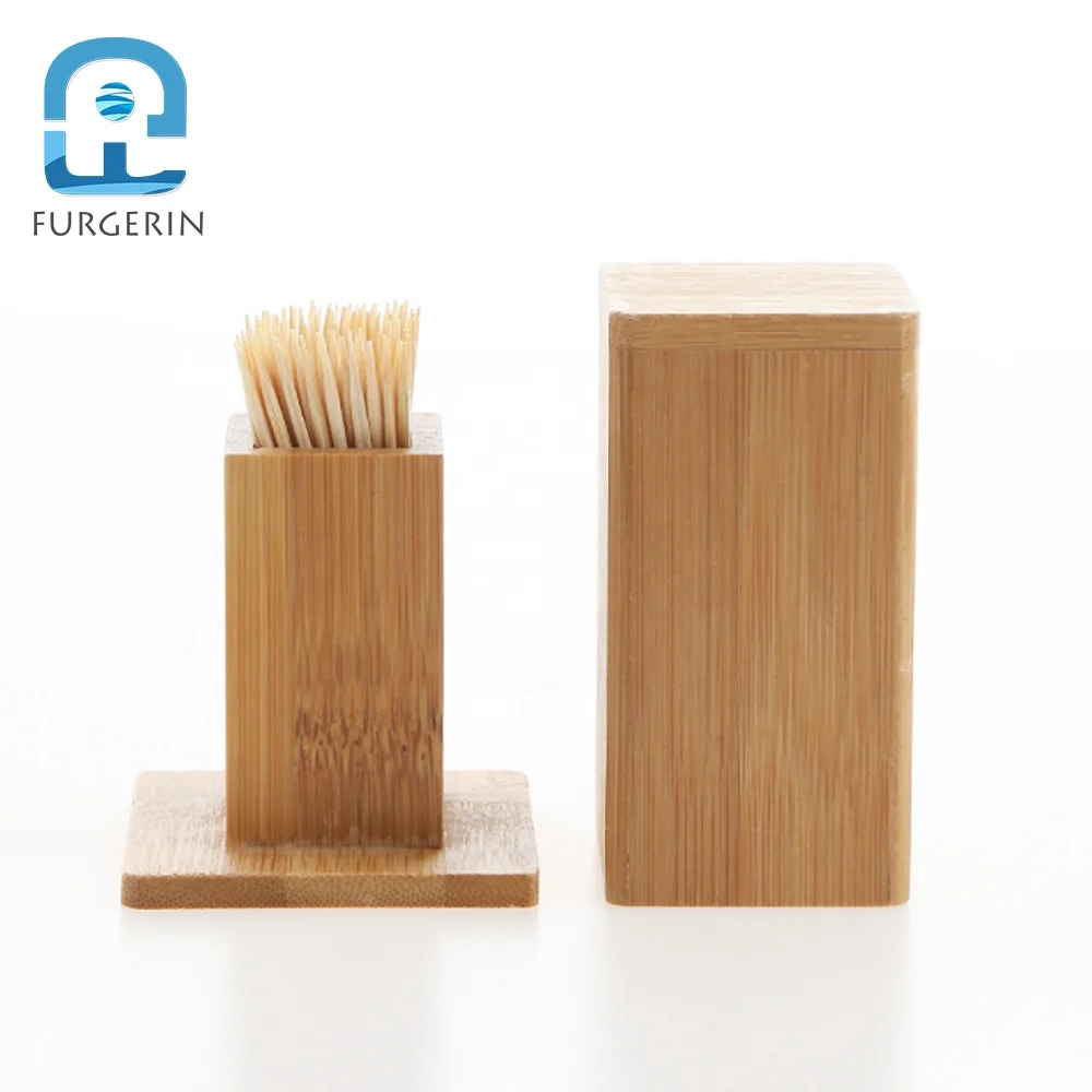 

Portable Wood Wooden Toothpick Holder Storage Box Container Bamboo Tooth Pick Dispenser Toothpicks Case For Home, Brown