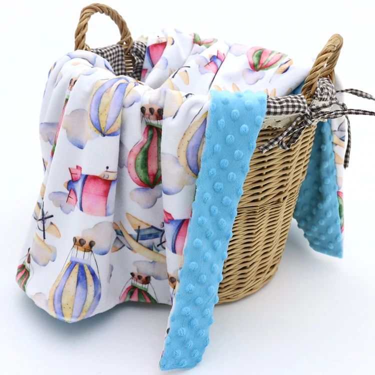 

Amazon Hot Selling Two Layers Minky Material Baby Stroller Blanket