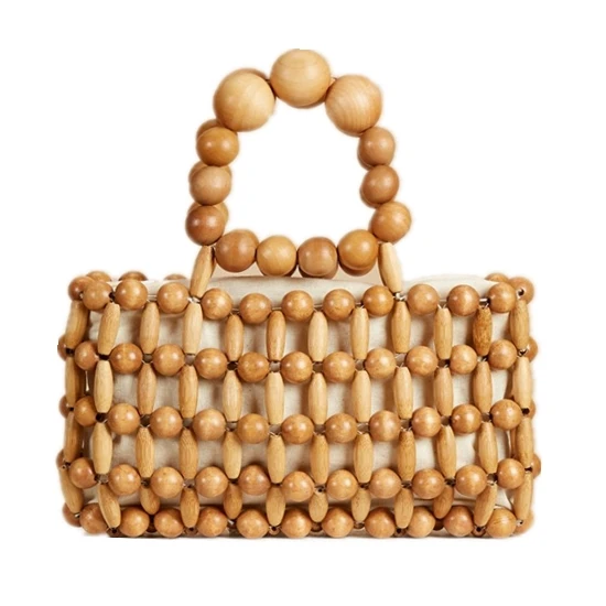 

Fashion retro handmade bamboo clutch bag natural wood beads handbag