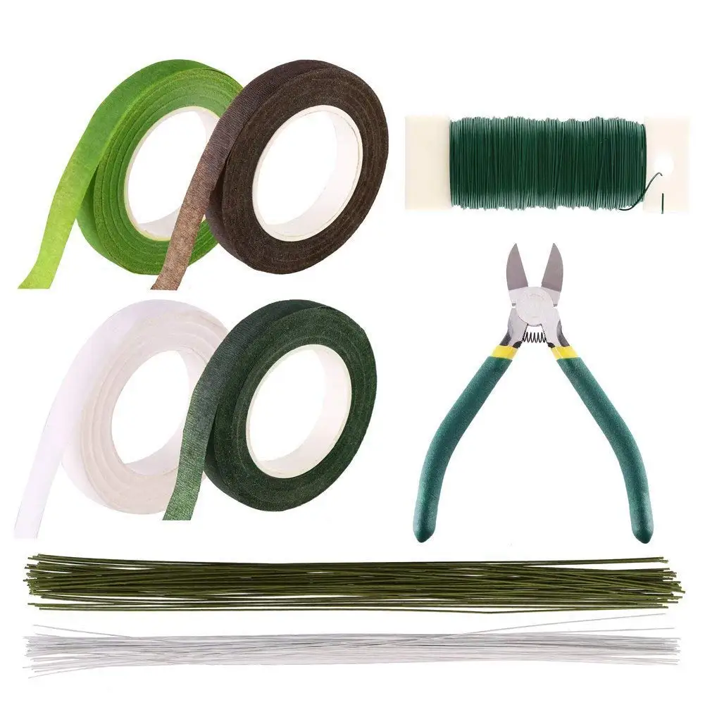 LOKIPA Floral Tools Set Floral Tape and Wire Cutter Floral Wire Stem 18 Gauge,22 Gauge and 26 Gauge for Floral Arrangement Accessories for Bouquet Stem Wrap Wedding Bouquet Flower