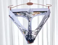 

New low waist men's thong sexy lace transparent underwear