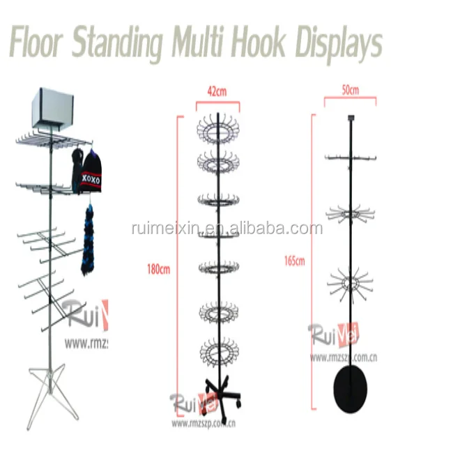 Modern Metal Hat Stand Free Standing Retail Wig Or Hat Rack With 5