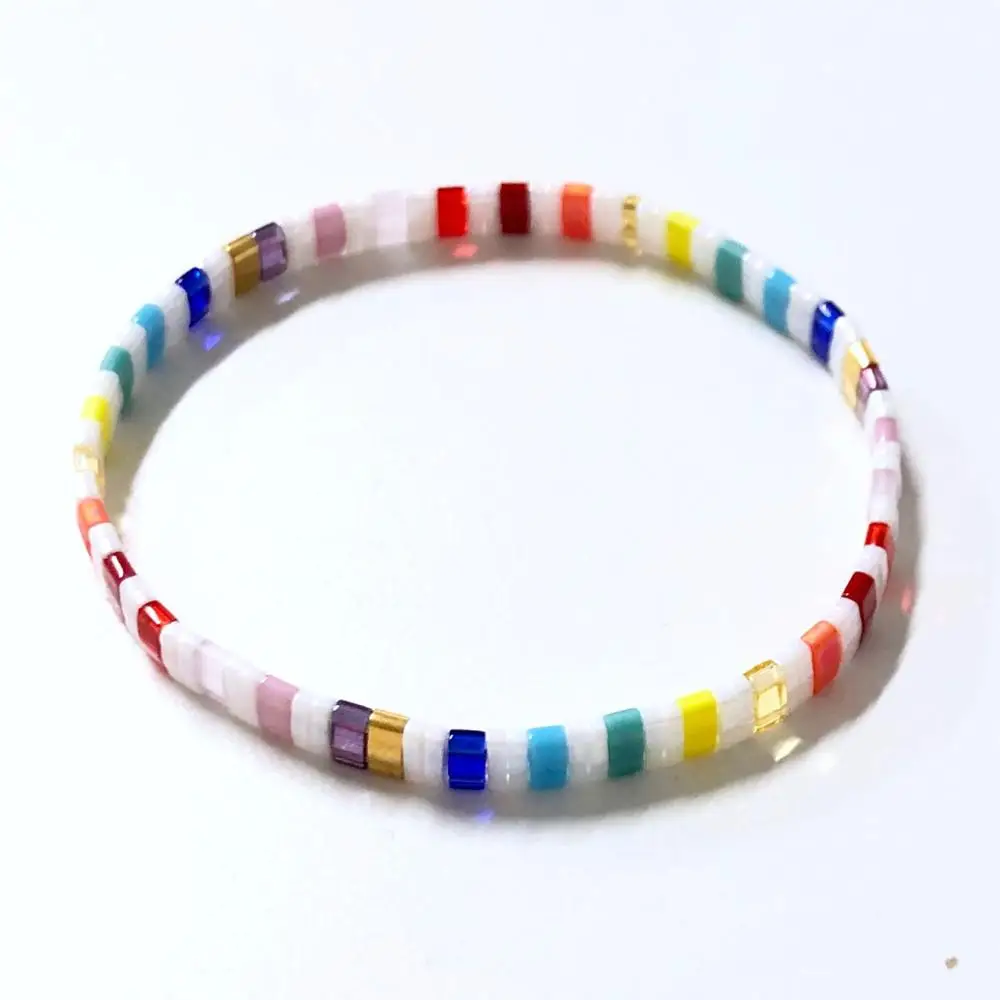 

2019 New Handmade High Grade TILA Bead Bracelet Multi Color Elastic Beach Bracelet