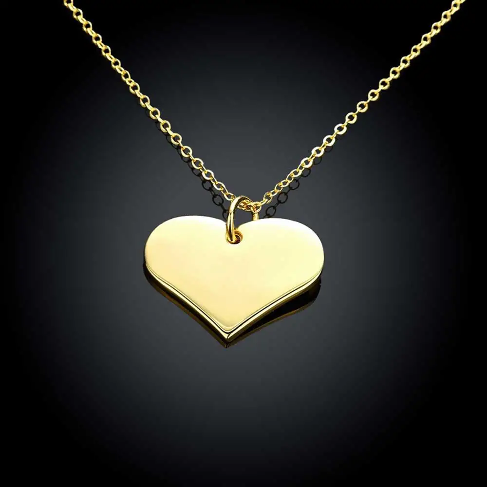 

Valentine's Day Gifts Love Heart Necklace Women Real 18K Gold Plated Heart Pendants & Necklaces for Women/Men Gold 18K Necklaces, N/a