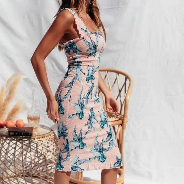 

2019 Amazon Bestseller High Quality Summer Sexy Solid Color Casual Dresses Ladies Party Sleeveless Dress, Black,pink,green