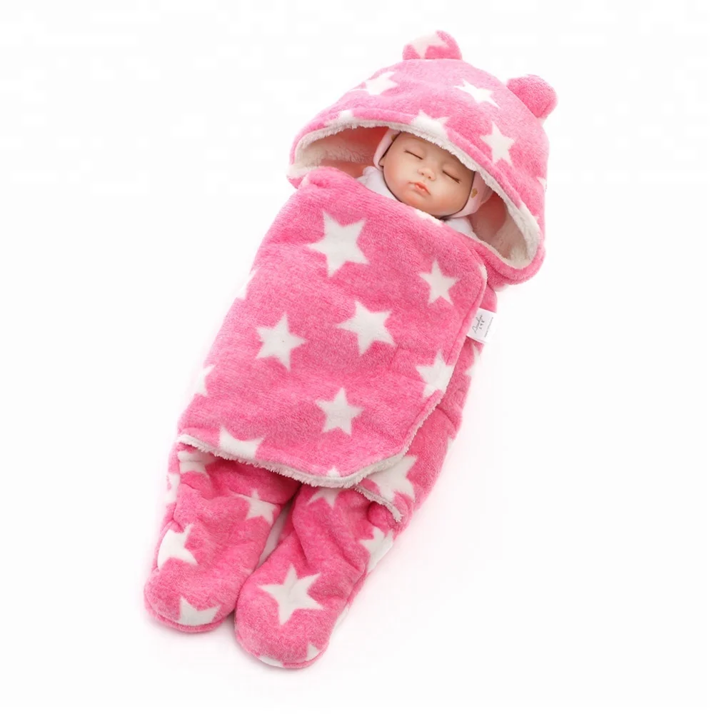
Soft Knitted Fleece Hood Newborn Baby Wrap Swaddle Blanket 