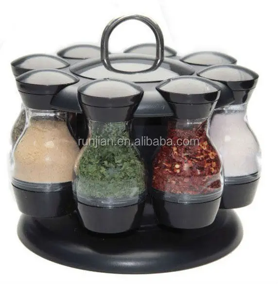 8 JARS spice  CAROUSEL ROTATING Spice rack HOLDER 100ml Seasoning box