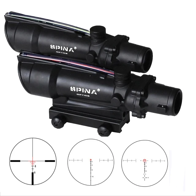 

spina optics hunting 5X35 red green Real Fiber Optics Scope Tactical Optical Sight with BDC Chevron Horseshoe Reticle, Black