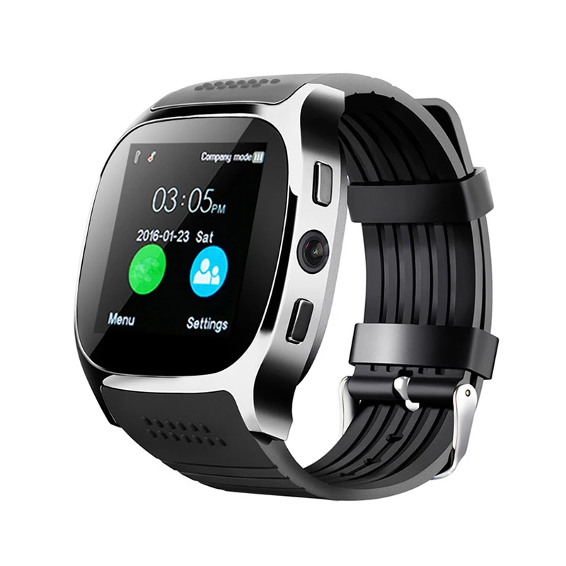 

2018 China manufacturer Smartwatch support SIM TF card camera smart watch T8, Black,white,blue