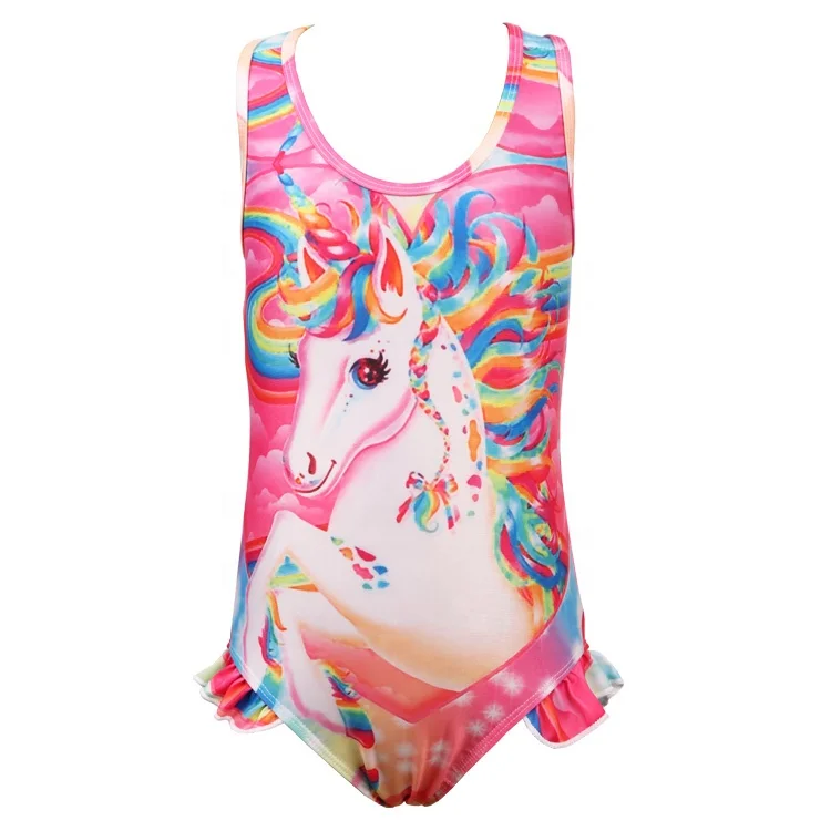 

New Products Wholesale girls summer beach wear kids unicorn swimwear one pieces