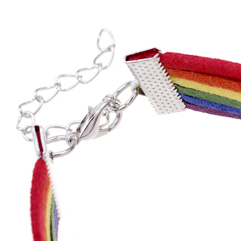 Pride LGBT Rainbow Unisex Leather Bracelet Gay Pride Jewellery Lesbian Bisexual 