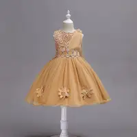 

Three-dimensional kid embroidered Dress Red New Year Party Dresses for 8years Children's fluffy dresses for wedding