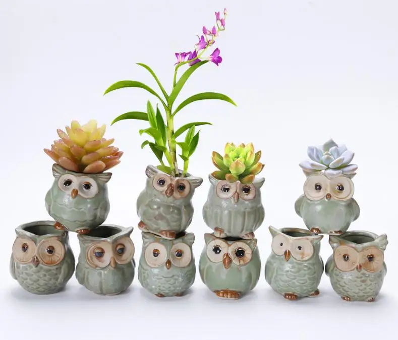 2018 Lovely Garden Pot Breathable Owl Ceramics Flowerpots Anti Wear Corrosion Resistant Mini Planters