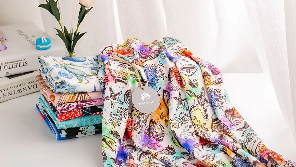 Eco friendly Starfish printed bamboo muslin fabric for baby clothes