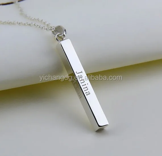 Vertical Bar Necklace,Personalized Long Bar Necklace,4 Sides Engraved Bar Necklace,Personalized Bar Necklace,Mother Gift N059.jpg