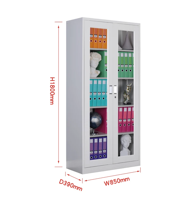 Steel Open Face Glass Door Showcase Display File Metal Vertical