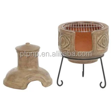 Clay Chimeneas Fire Pit With Bbq Grill And Metal Stand Buy Fire