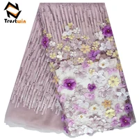 

hot fashion African tulle lace fabrics 2018 3d flower lace fabric