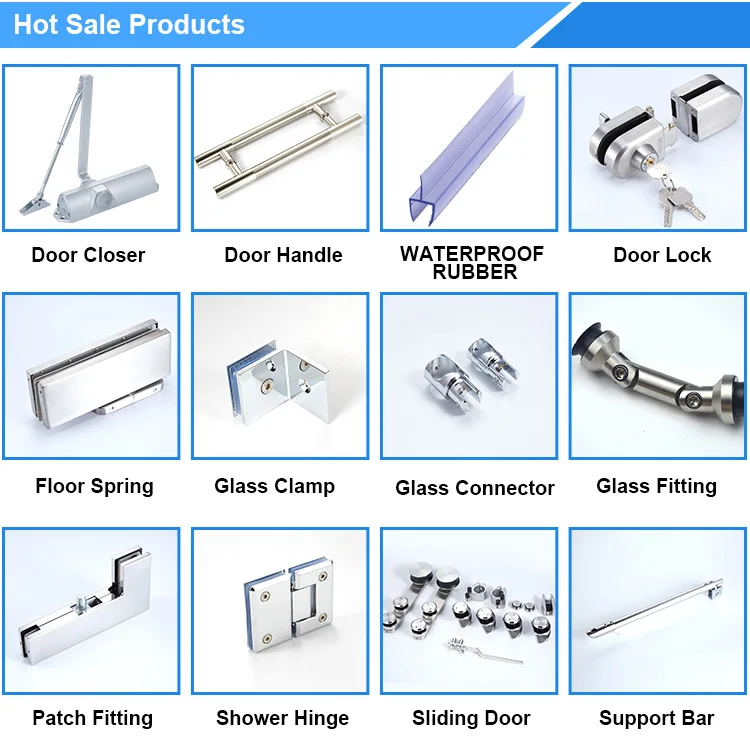 High quality frameless sliding glass door system hardware