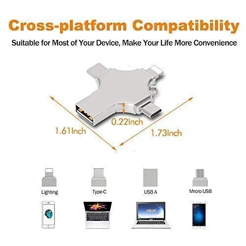 4 in 1 Flash Drive Compatible iPhone &Ipad Samsung Galaxy,LG,Google Pixel,Hua Wei and Android Phones Type C Devices - ANKUX.COM