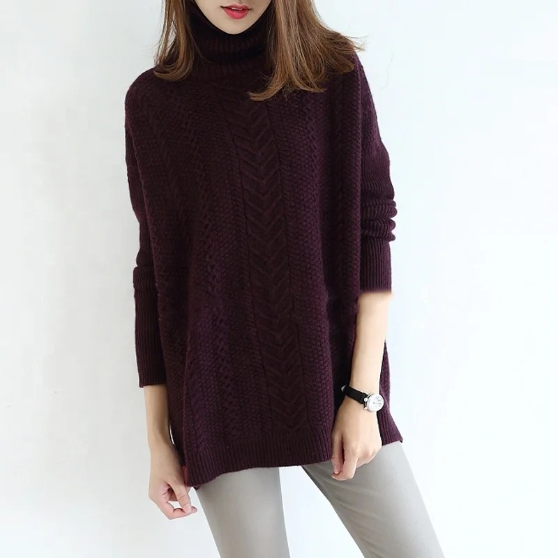 

Top fashion cable knit warm women winter pullover knitwear sweater, Grey or any colors as per customer's requirement