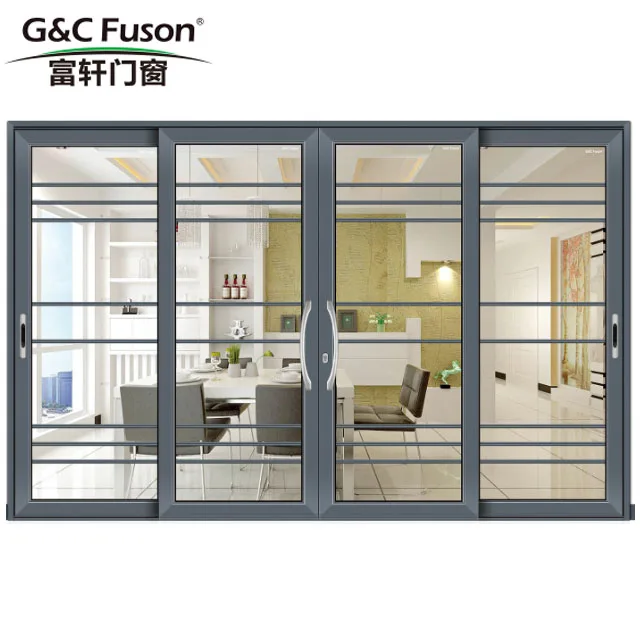 Tempered Glass Sliding Door Aluminium Frame Tempered Glass