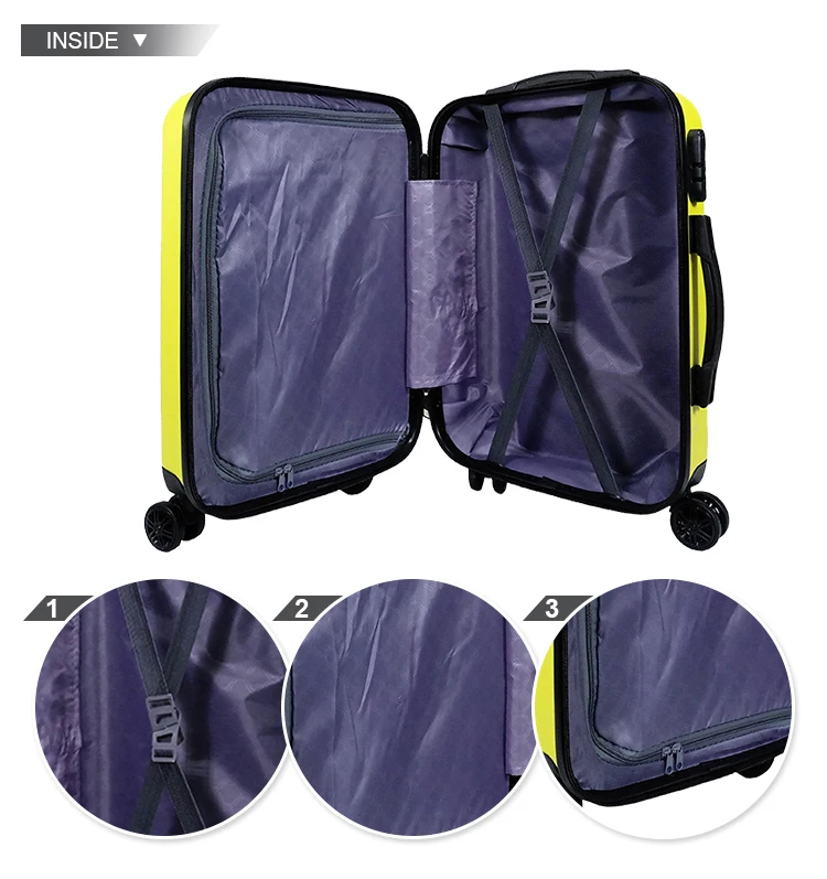 New Fashion Trend Bright Yellow Luggage Travel Bag Abs Trolley Case