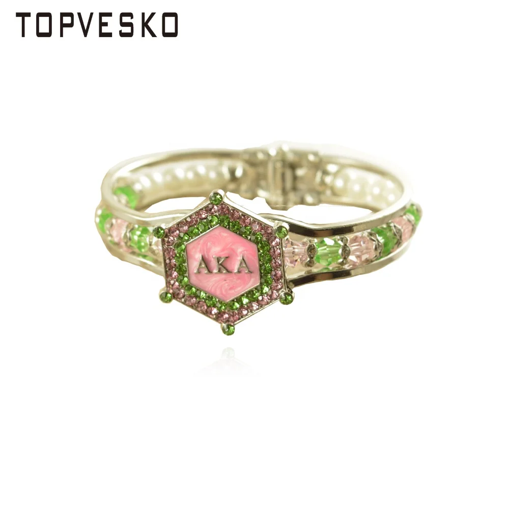Drop Shopper New Design AKA Hexagon Pink & Green Sorority Bangle