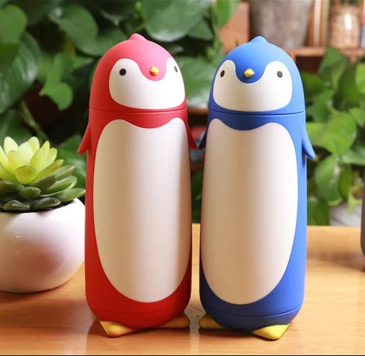 

child stainless steel penguin water bottle cute bottles, Black;red;blue;gray;customized