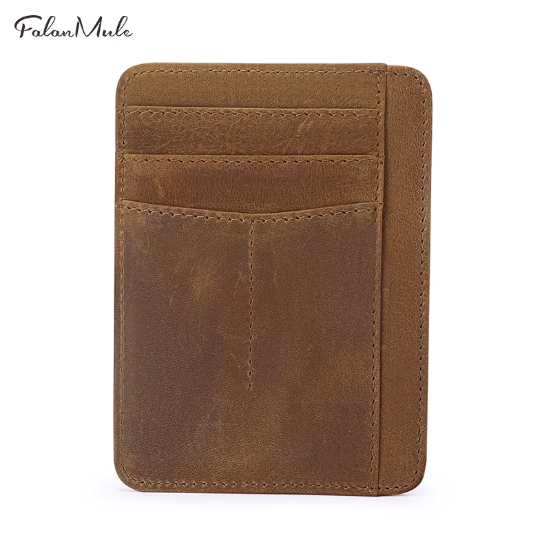 

Front Pocket Leather cowhide Credit Card Holder Wallet Men's Thin Slim Minimalist Custom RFID Blocking Leather Card Holder