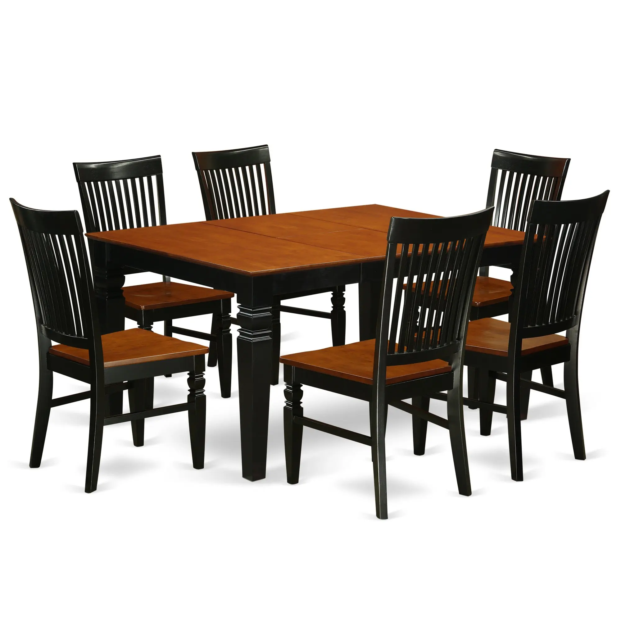 East West Furniture WEST7-BCH-W Weston, 7 Piece, Black And Cherry