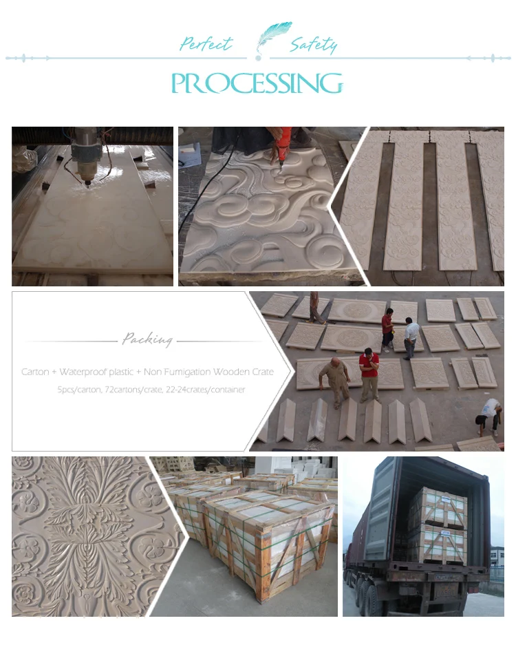 Art Flower Design Yellow Limestone Carved Stone Wall Reliefs For Building Exterior Wall 