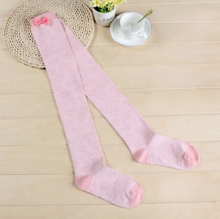 

Cute Bowknot Heart Thigh High Socks, Black;white;light gray;pink