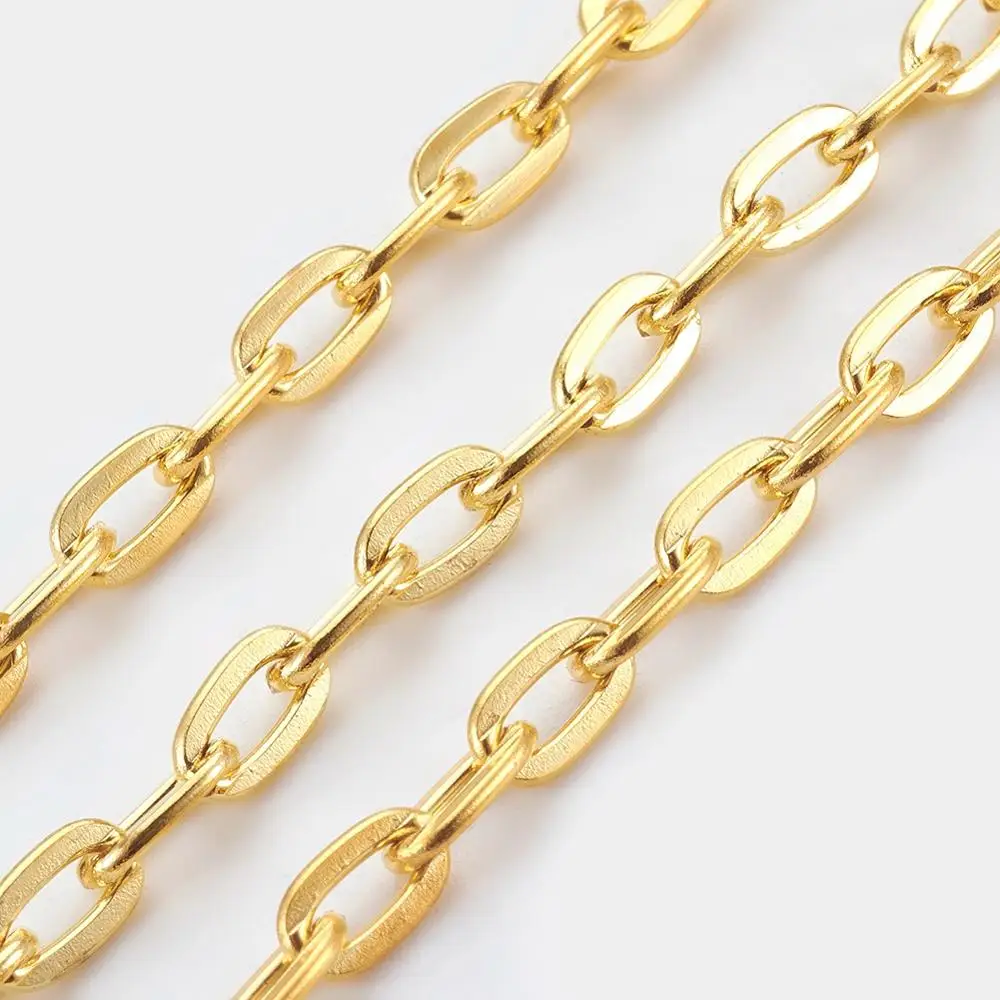 

PandaHall Cable Iron Chains with Spool Unwelded Cable Chain Wholesale Golden Color Bulk Chain for Sale 7x5.1x1.2mm 50m/roll