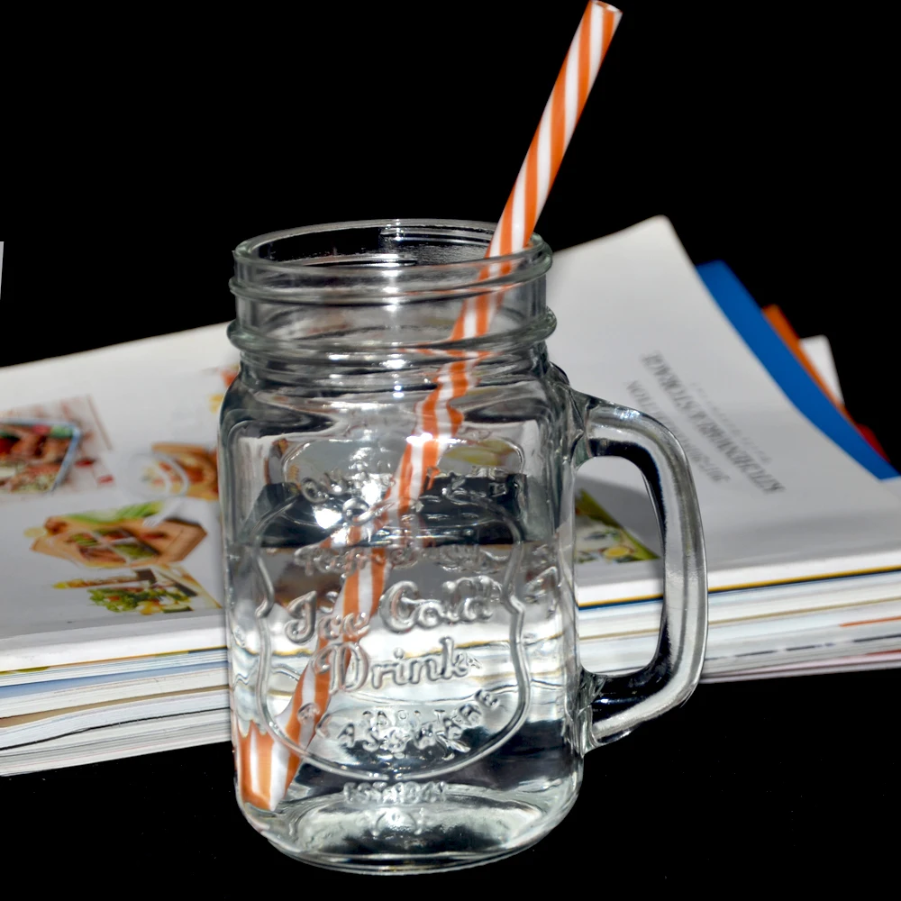 
500ml ice cold drink colored glass mason jar with straw metal lid 