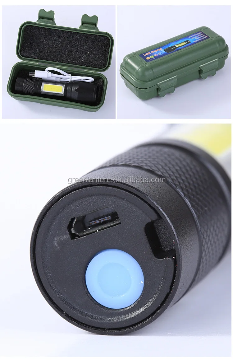 Focus Zoom Torch Light 3 Modes Adjustable Mini USB Flashlight LED Rechargeable For Emergency and Activities EDC