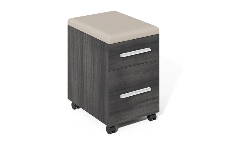 Wooden movable 2 drawer bookshelf with wheels mobile pedestal filing cabinet