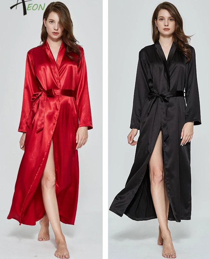 Black And Red Bridal Long Robe Silk Long Satin Robe Buy Bridal Long