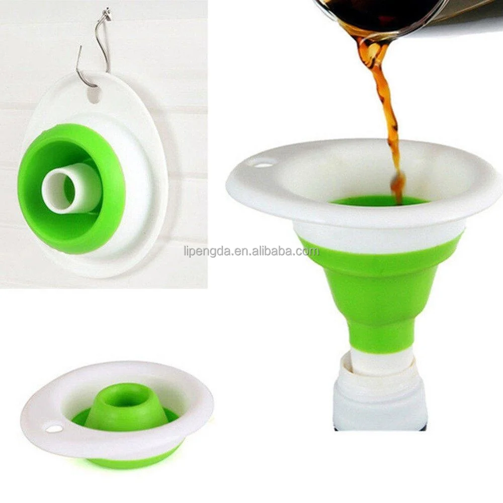 

100% Food Grade Silicone Kitchen Cooking Funnel Collapsible Mini Silicone Funnel, Pantone color