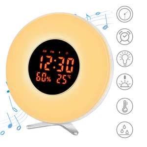 Image of Smart Sunrise Alarm Clock Wake Up Light Digital Clock 7Colors Night Light with Snooze Function 10 Brightness Adjustable