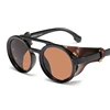Italy design ce uv400 round vintage steampunk sunglasses men