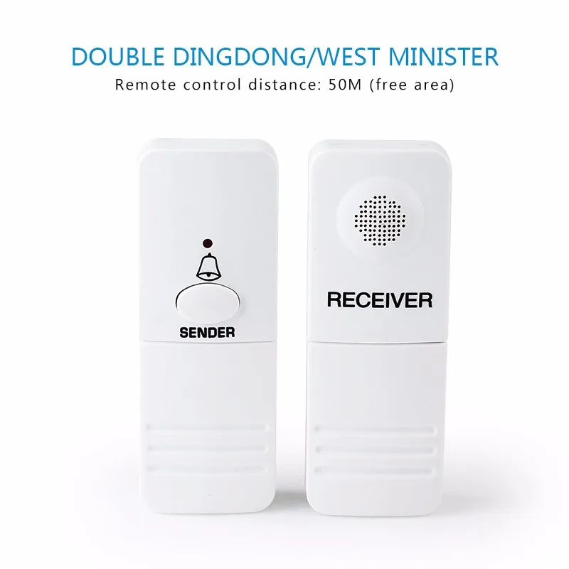 White Double Dingdong Dc 433mhz Remote Control Push Button Wireless