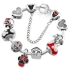 Silver Snake Chain Charm Bracelet Kids Cute Mickey Minnie Brand Bracelets For Christmas Jewelry