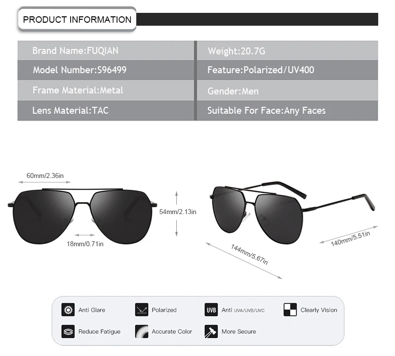 Hot Sell 2019 TAC Metal Material Polarized Pilot Men Driving Sunglasses